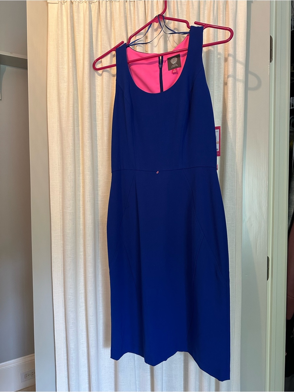 Royal Blue Sleeveless Dress with Pink Lining
